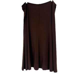 Susan Graver Liquid Knit Midi Skirt Brown Pull On Stretch High Rise Size 1X
